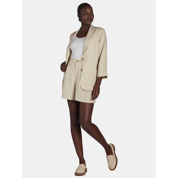 Time and Tru Women’s Linen Blend Shorts, 5” Inseam, Size XL (16-18), Mid-Rise - Picture 3 of 5